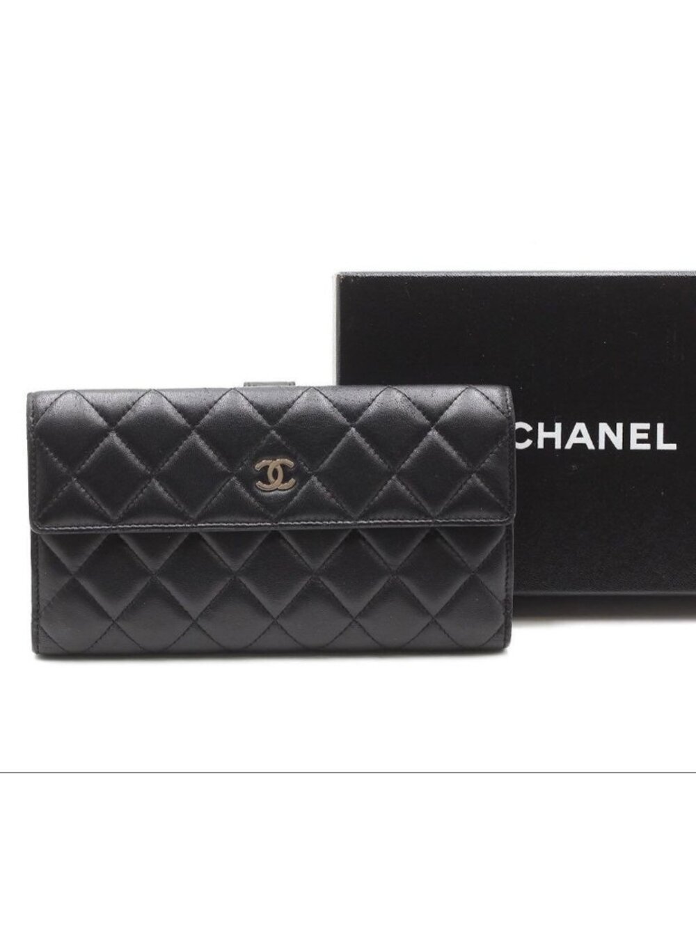 Chanel Quilted Leather Double Snap Bifold Wallet